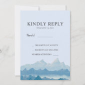 ブルーウォーターカラー山間結婚式RSVP 招待状 (正面)