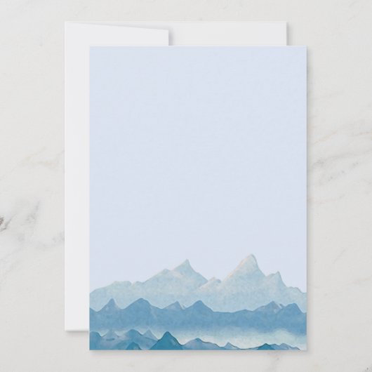 ブルーウォーターカラー山間結婚式RSVP 招待状 (裏面)