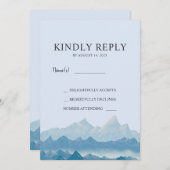 ブルーウォーターカラー山間結婚式RSVP 招待状 (正面/裏面)