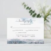 ブルーウォーターカラー山、外食付きRSVPカード 出欠カード (スタンド正面)