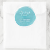 ブルーウォーターカラー差出人住所ラウンドステッカー ラウンドシール (バッグ)