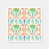 ブルーウォーターカラー恐竜誕生日ベビーシャワー スタンダードカクテルナプキン (正面)