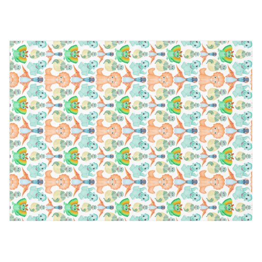 ブルーウォーターカラー恐竜誕生日ベビーシャワー テーブルクロス (正面(横))