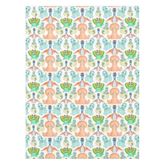 ブルーウォーターカラー恐竜誕生日ベビーシャワー テーブルクロス (正面)