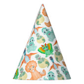 ブルーウォーターカラー恐竜誕生日ベビーシャワー パーティーハット (左)
