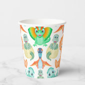 ブルーウォーターカラー恐竜誕生日ベビーシャワー 紙コップ (正面)