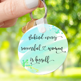 ブルーウォーターカラー成功した女性引用文タイポグラフィ キーホルダー