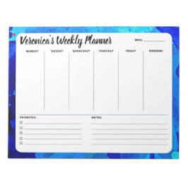 ブルーウォーターカラー抽象芸術ウィークリータスク一覧メモ帳 ノートパッド