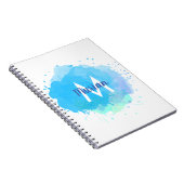ブルーウォーターカラー抽象芸術モノグラム名 ノートブック (右側)