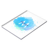 ブルーウォーターカラー抽象芸術モノグラム名 ノートブック (左側)