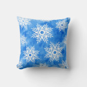 ブルーウォーターカラー抽象芸術雪片装飾用クッション クッション (正面)