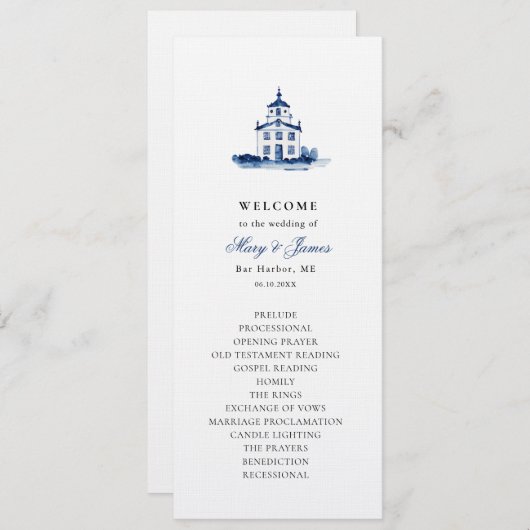 ブルーウォーターカラー教会結婚のフラットプログラム プログラム (正面/裏面)