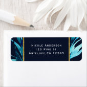 ブルーウォーターカラー植物性グラムエレガントな結婚式 ラベル (インサイチュ)