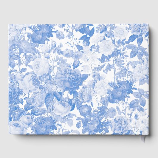 ブルーウォーターカラー植物性花模様結婚ズ ゲストブック (裏面)