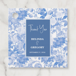 ブルーウォーターカラー植物性花模様結婚ズ フェイバータグ