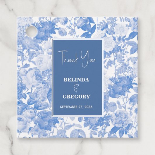 ブルーウォーターカラー植物性花模様結婚ズ フェイバータグ (正面)