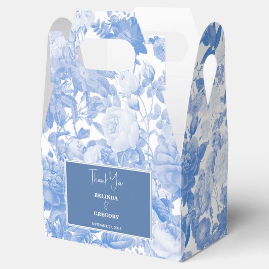 ブルーウォーターカラー植物性花模様結婚ズ フェイバーボックス (オープン)