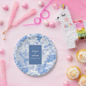 ブルーウォーターカラー植物性花模様結婚ズ ペーパープレート (パーティー)