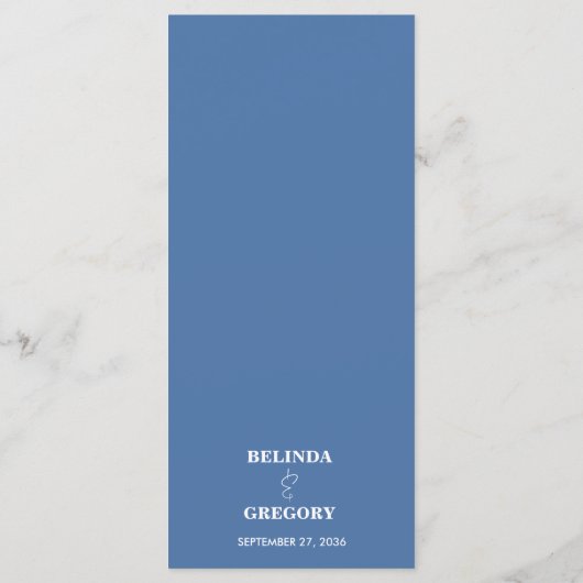 ブルーウォーターカラー植物性花模様結婚ズ メニュー (裏面)