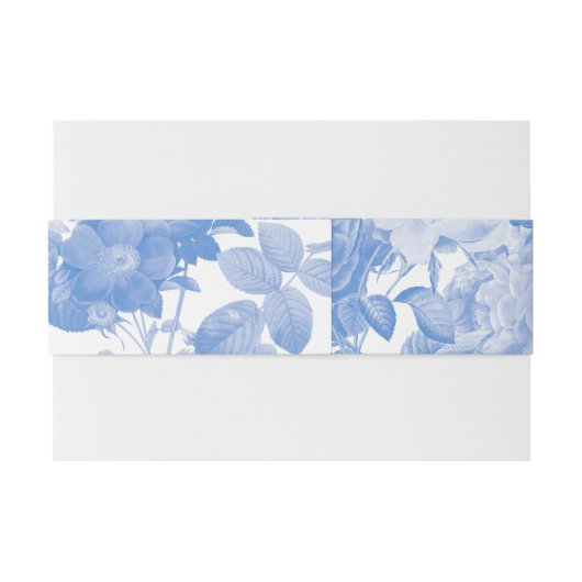 ブルーウォーターカラー植物性花模様結婚ズ 招待状ベリーバンド (裏面例)