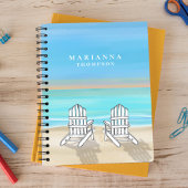 ブルーウォーターカラー沿岸パーソナライズされた ノートブック