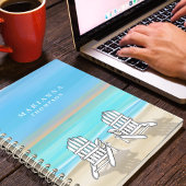 ブルーウォーターカラー沿岸パーソナライズされた ノートブック