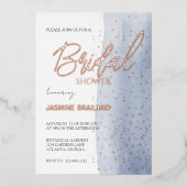 ブルーウォーターカラー洗浄ブライダルシャワースパークル 箔招待状 (正面)