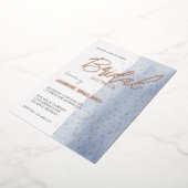 ブルーウォーターカラー洗浄ブライダルシャワースパークル 箔招待状 (回転した状態)