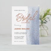 ブルーウォーターカラー洗浄ブライダルシャワースパークル 箔招待状 (立ち正面)