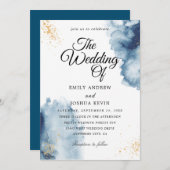ブルーウォーターカラー洗浄結婚式招待状 招待状 (正面/裏面)