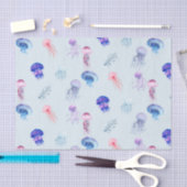 ブルーウォーターカラー混色クラゲ 薄葉紙 (クラフト)