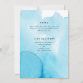 ブルーウォーターカラー熱帯パイナップルブライダルシャワー 招待状 (裏面)