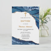 ブルーウォーターカラー男子ゴールド洗礼 招待状 (スタンド正面)