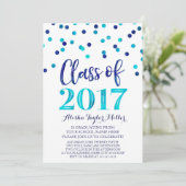 ブルーウォーターカラー紙吹雪卒業パーティー 招待状 (スタンド正面)