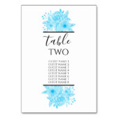 ブルーウォーターカラー結婚フローラのゲスト名 テーブルナンバー (裏面)