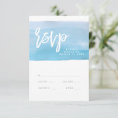 ブルーウォーターカラー結婚式の出欠カード、返信カード 出欠カード (スタンド正面)