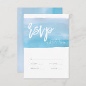 ブルーウォーターカラー結婚式の出欠カード、返信カード 出欠カード (正面/裏面)