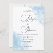 ブルーウォーターカラー結婚式招待状 招待状 (正面)