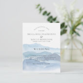 ブルーウォーターカラー結婚式招待状RSVPウェブサイト ポストカード (スタンド正面)