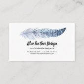 ブルーウォーターカラー羽モダンボーホビジネスカード 名刺 (裏面)