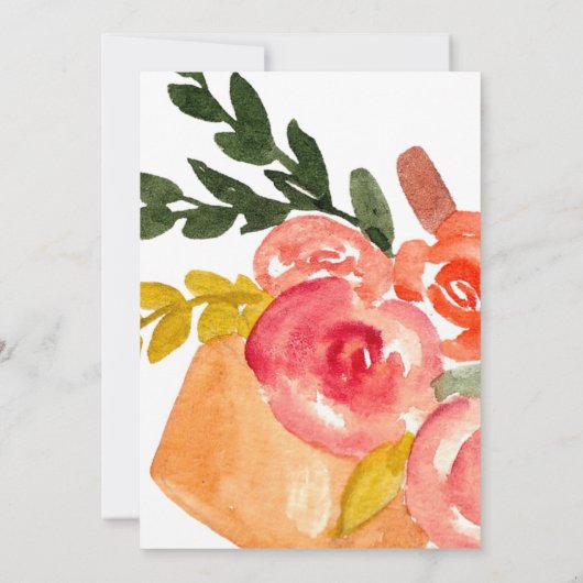 ブルーウォーターカラー自転車フローラブライダルシャワーインビット 招待状 (裏面)