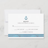 ブルーウォーターカラー航海のウェディングRSVP 出欠カード (正面)