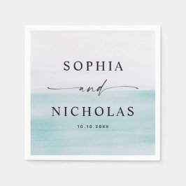 ブルーウォーターカラー航海のミニマ結婚リストの脚本 スタンダードカクテルナプキン