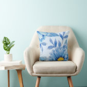 ブルーウォーターカラー花模様装飾用クッション クッション (椅子)