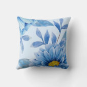 ブルーウォーターカラー花模様装飾用クッション クッション (裏面)