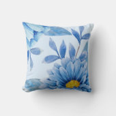 ブルーウォーターカラー花模様装飾用クッション クッション (正面)