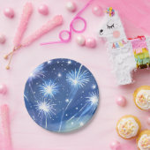 ブルーウォーターカラー花火 | 大晦日パーティー ペーパープレート (パーティー)