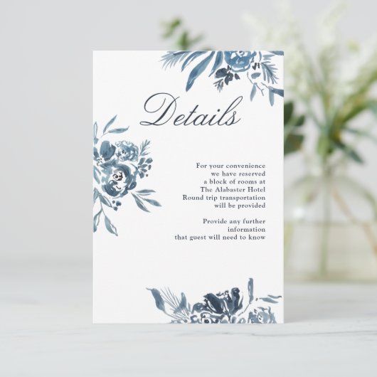 ブルーウォーターカラー花結婚の詳細 エンクロージャーカード (スタンド正面)