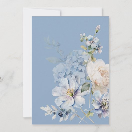 ブルーウォーターカラー花赤ちゃんシャワー 招待状 (裏面)