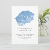 ブルーウォーターカラー赤面クロス《キリスト教》洗礼式や命名式バプテスマ 招待状 (スタンド正面)